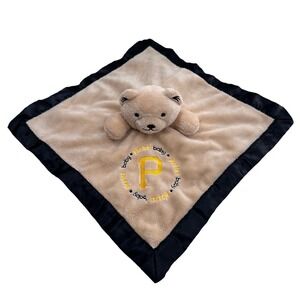 Baby Fanatic Pittsburgh Pirates Bear Lovey Security Blanket Plush Toy Tan Black